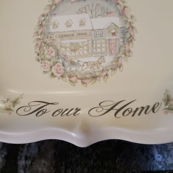 Lovely Vintage Pfaltzgraff Pearlesque Serving Tray "Welcome To Our Home" - Picture 8 of 10